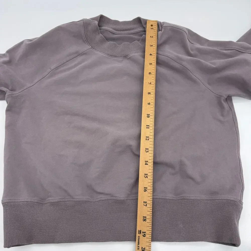 LULULEMON Womens Ready to Roll Sweatshirt Size 6  Mauve Boxy Fit Terry Casual